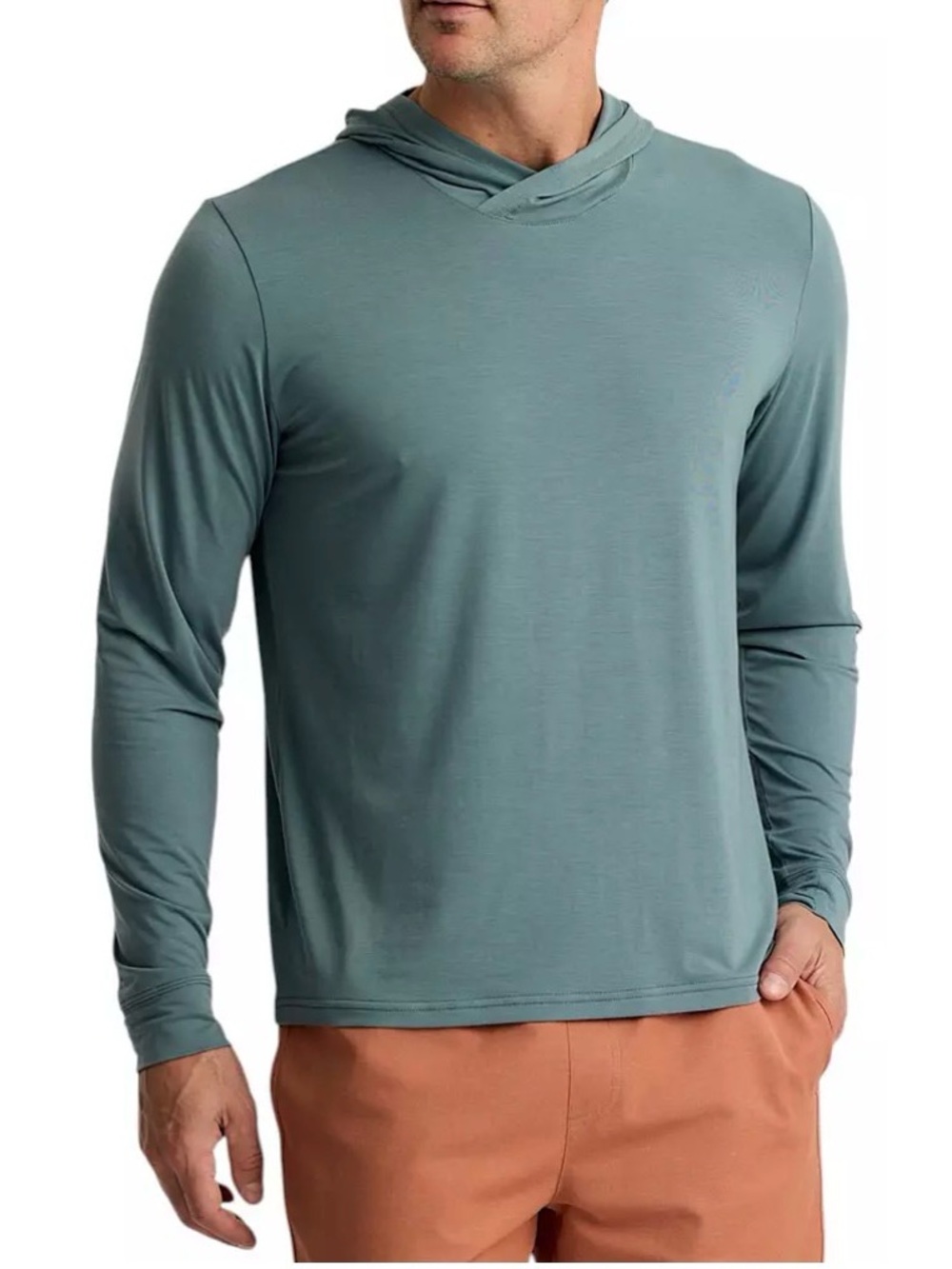 Free Fly Bamboo Lightweight Mens 3XL Blue Grey Sun Hooded Shirt Fishing
